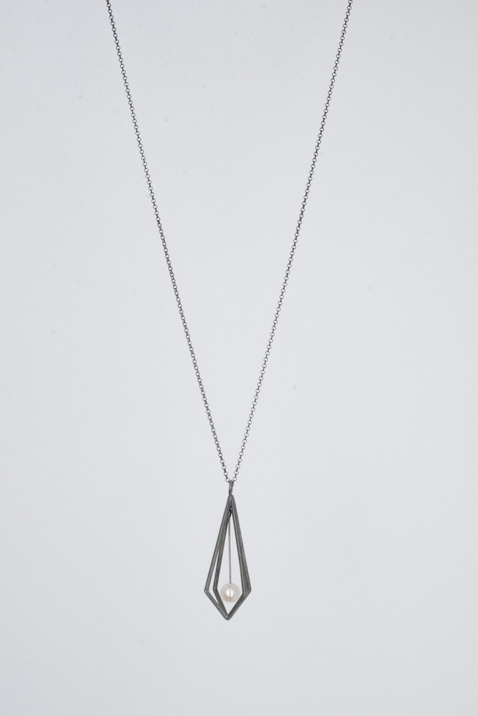 Halsketting Parelkooi Zwart Zilver