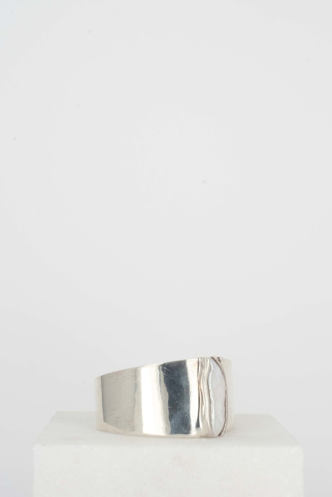 [Speybrouck] Armband Platte Witte Parel