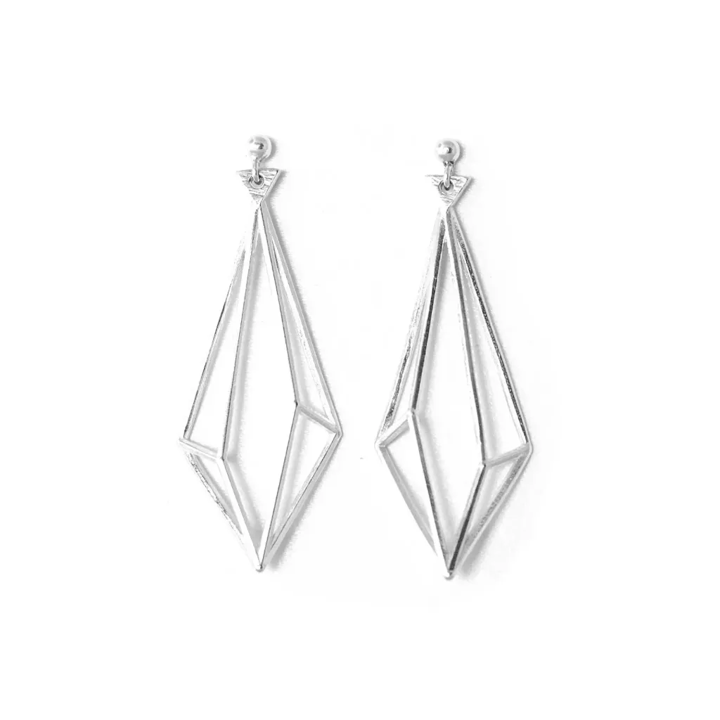 Oorstekers Ruit 3D Zilver
