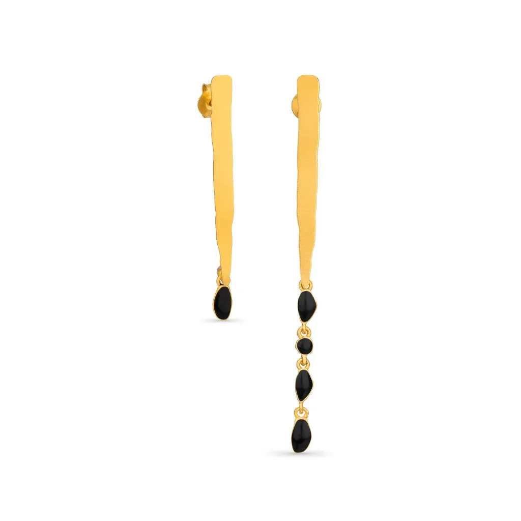 Miro Black Long Earrings