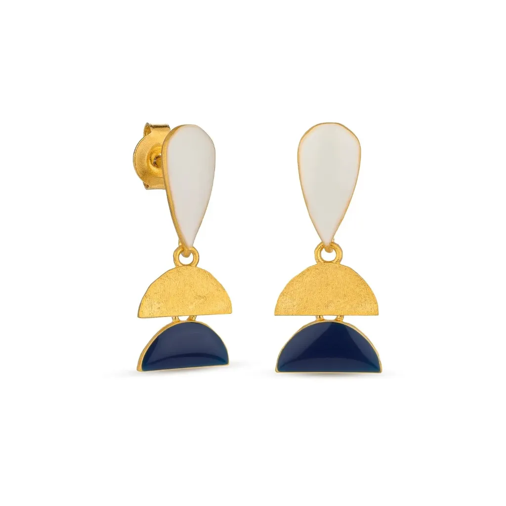 Oorstekers Blauw Wit Druppel