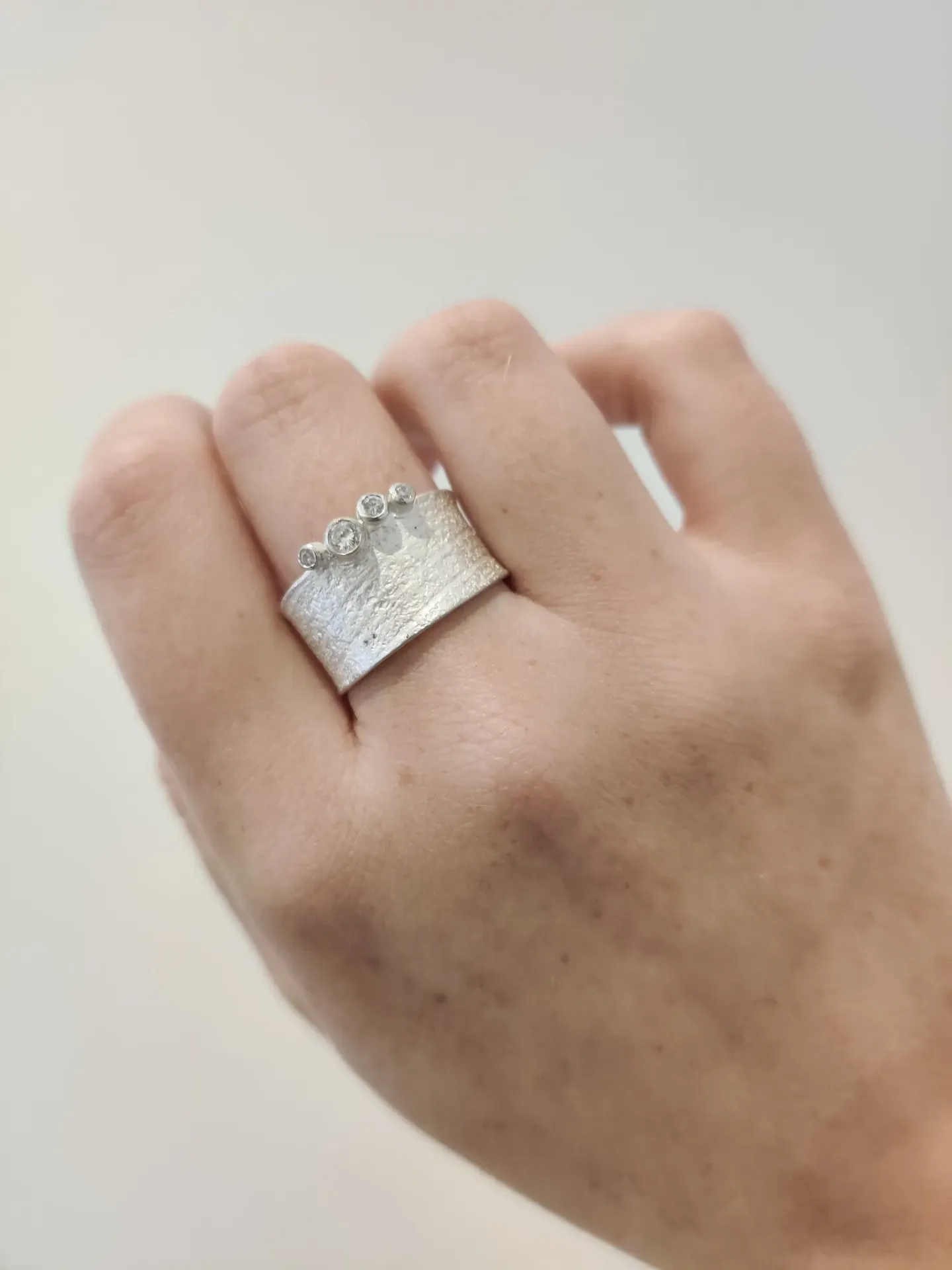 Ring Zwevende Kroon Zilver