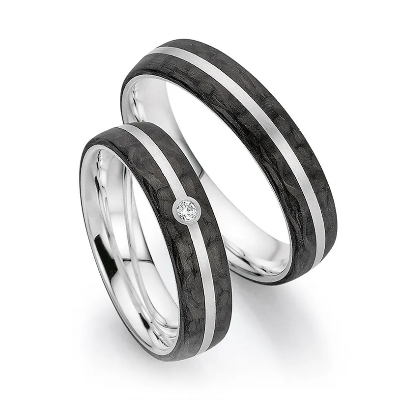 Ring Carbon/Zilver Diamant