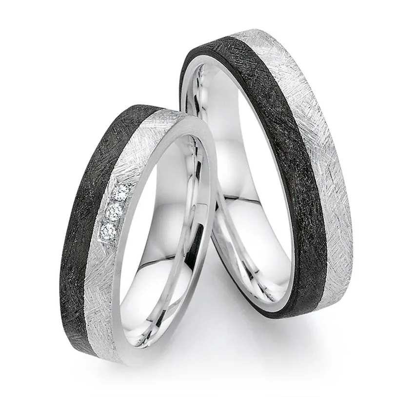 Ring Carbon/Zilver Diamantjes