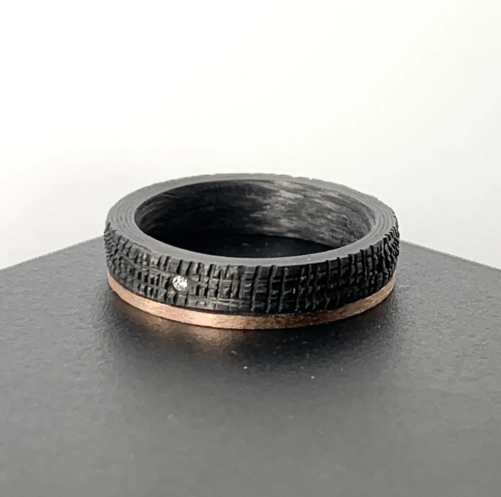 Ring Carbon Diamant Rood Goud