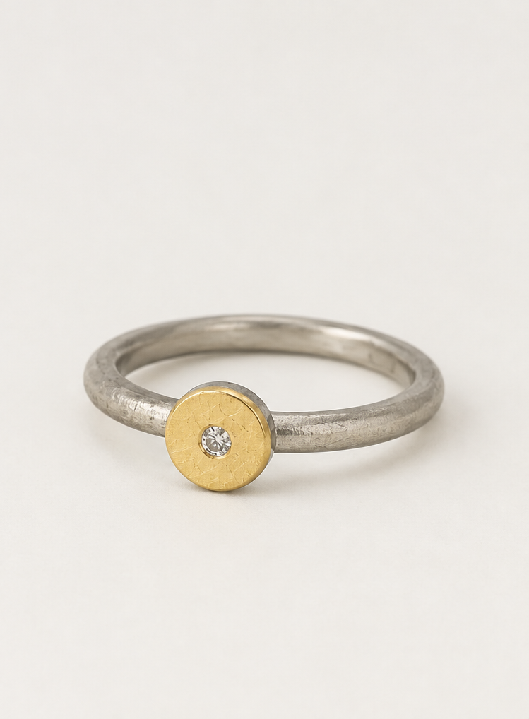 Ring Ronde Goudplaat Diamant