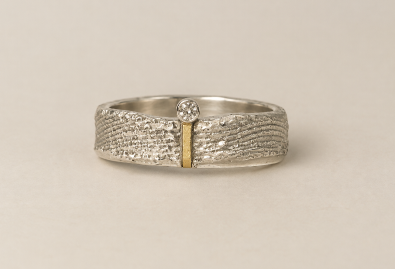 Ring Goudplaat Smal Diamant